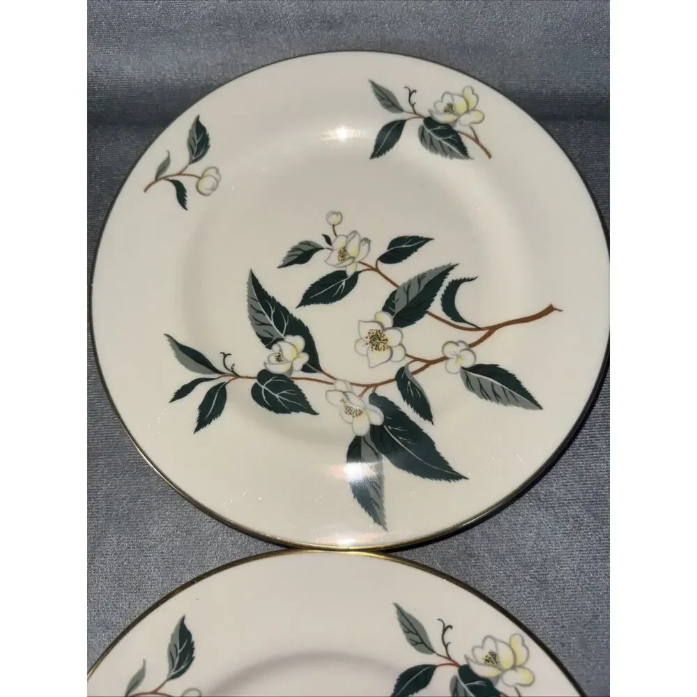 Flintridge VTG TEA LEAVES 4 Cream Sage Dessert-Salad Plates Set‎ of 4 81/4 ”W